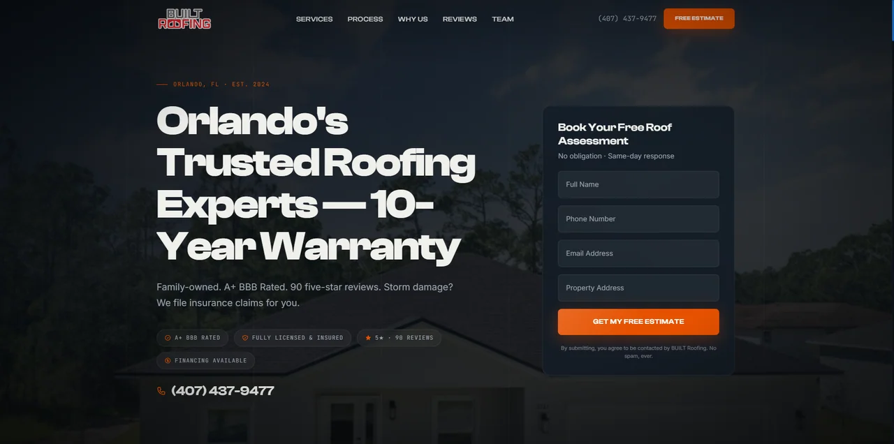 Built Roofing — site novo, no ar em built-roofing.signastudio.app