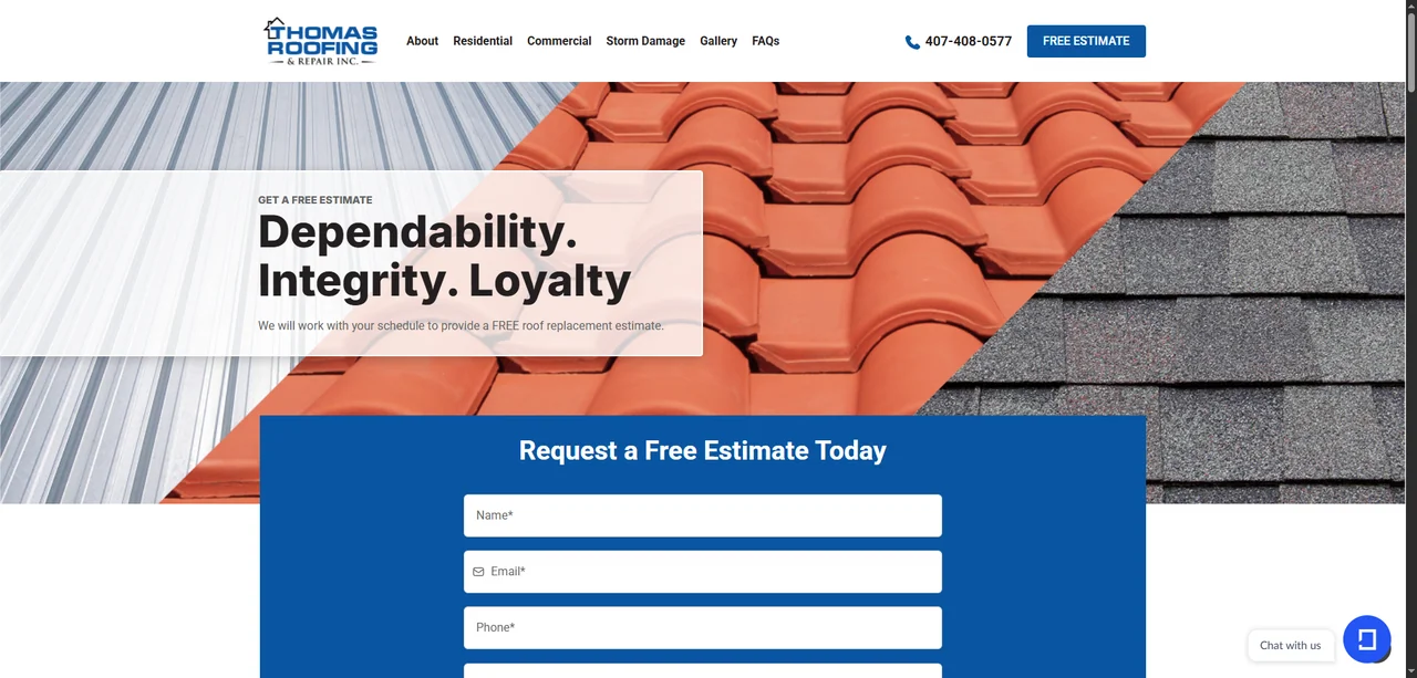 Thomas Roofing & Repair — versão antiga